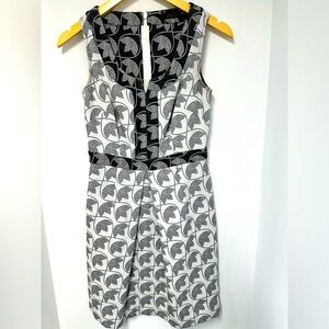 Trina Turk Lucinda black white grey patterned A-line sleeveless dress size XS